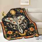 Lifeel Orange Moth Throw Blanket, Retro Boho Flower Butterfly Sun Moon Star Aesthetic Cozy Decor Nap Blankets Gift Sofa Bed Couch Chair or Dorm Throws 50×60 inches