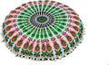 CRAFT KALA 22" Mandala Meditation Floor Pillows Cover Pouf Cover Round Seating Bohemian Mandala Cotton Floor Cushion Cover Outdoor Fireplace Seating Living Room Yoga Room Home Décor Green Red Floral