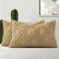 decorUhome Cozy Textured Throw Pillow Covers 12x20 Inch Set of 2, Soft Plush Faux Wool Light Brown Accent Couch Pillow Covers for Modern Farmhouse Sofa Bed Living Room
