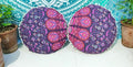 CRAFT KALA Mandala Floor Pillow Cushion Cover Seating Throw Cover Hippie Decorative Bohemian Ottoman Pouf Pom Pom Pillow Cases Boho Indian Cotton Living Room Home Décor 24" Round Set Of 2, Pink Mirchi