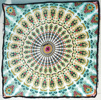 CRAFT KALA Mandala Floor Pillow Cushion Cover Seating Throw Cover Hippie Decorative Bohemian Ottoman Poufs Pom Pom Pillow Cases Boho Indian Cotton Living Room Yoga Home Décor 35" Square,Mustard Mirchi