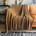LOMAO Knitted Throw Blanket with Tassels Bubble Textured Soft Blanket Lightweight Warm Throws for Couch Cover Home Decor (Khaki, 50x60)