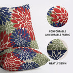 Blue Green Red Pillow Covers 24X24 Inch Set of 2, Modern Dahlia Floral Print Decorative Throw Pillow Covers Outdoor Farmhouse Cushion Case for Home Couch Sofa Bed Decoration