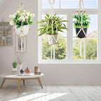 Hotfiary Plant Hanger Indoor Hanging Plant Holder Hang Planter Basket Wood Bead Decorative Flower Pot Holders Boho Farmhouse Rustic Decor Indoor Outdoor (Pot Not Included)