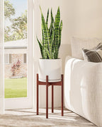 Adjustable Plant Stand Indoor, Bamboo Plant Stand Fits 8 9 10 11 12 Inches, Small Corner Planter Holder for Indoor Plants, Single Floor Plant Stands for Living Room Balcony, Reddish Brown Tall