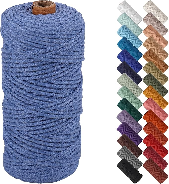 NOANTA Ocean Macrame Cord 3mm x 109yards, Colored Macrame Rope, Cotton Rope Macrame Yarn, Colorful Cotton Craft Cord for Wall Hanging, Plant Hangers, Crafts, Knitting