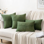 MIULEE Moss Green Decorative Throw Pillow Covers 20x20 Inch for Couch Bed Sofa Spring Decor Pack of 2 Boho Farmhouse Throw Pillows Soft Cross Corduroy Patchwork Textured Cushion Cases