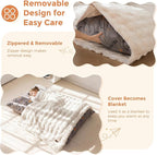 MAXYOYO 3 in 1 Kids Bean Bag Chair Bed, Child Floor Sofa for Gaming, Reading, Convertible Bean Bag Floor Cushion with Machine Washable Cover for Living Room Bedroom, Beige