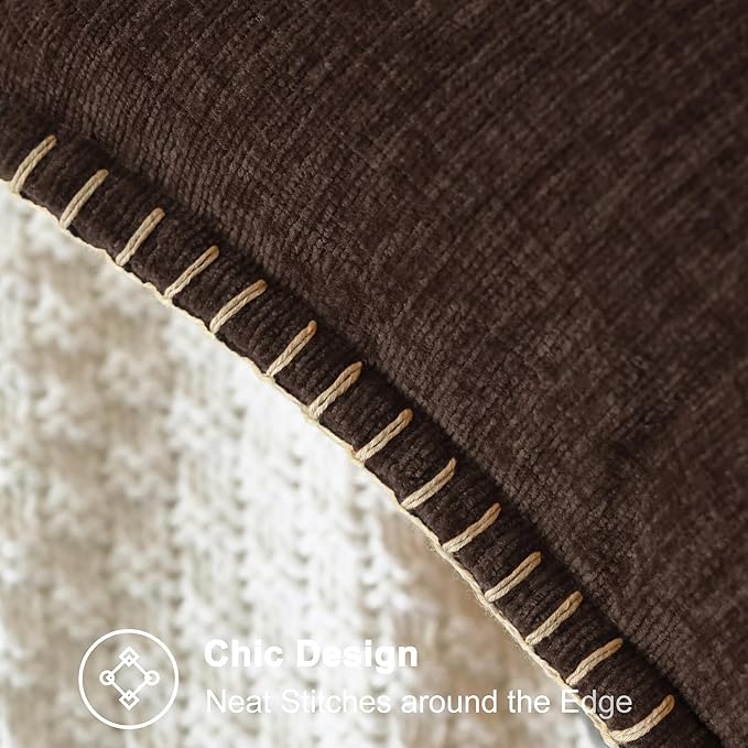 CaliTime Throw Pillow Covers Decorative 16 X 16 Inches Pack of 2 Cotton Thread Stitching Edges Solid Dyed Soft Chenille Cushion Cases for Couch Sofa Bed Living Room Farmhouse Coffee