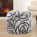 Asuprui Fluffy Flower Pouf Ottoman Cover Only – 20"x14" Round Plush Fuzzy Pouf Shell for Footrest, Stool or Floor Seat, Soft Removable Home Decor (No Insert Included) (Cream)