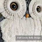 Macrame Owl Wall Hanging - Handmade Boho Hanging Tapestry Art Home Decor, Nature-Inspired Gift for Owl Lovers, Sustainable Fiber Wall Art Minimalist Bird-Themed Decor - Grey