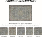 Area Rug 4×6, Vintage Boho Rug,Ultra-Soft Low Pile, Washable, Non Slip,Stain Resistant, Printed Carpet for Living Room Bedrooms Playroom Office Kitchen,Rust/Green