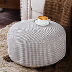 SUTAVIA Pouf Ottoman Cover Unstuffed Pouf Seat Decorative Soft Storage Bean Bag 20x20x8 Inches Floor Footrest for Living Room Bedroom (Light Gray, Round)