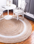 Unique Loom Braided Jute Collection Classic Quality Made Natural Hand Woven with Coastal Design Area Rug (3' 3 x 3' 3 Round, Natural/ Ivory)