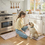 LEEVAN Anti Fatigue Mats for Kitchen Floor Non-Slip, Cushioned Kitchen Mats for Floor 2 Piece, Pink Memory Foam Kitchen Mat Set, Waterproof Ergonomic Standing Mat for Bar, Office,Desk, Laundry