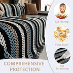 VClife Couch Cover for Sofa, Chenille Sofa Cover for Dog Modern Stripe Couch Cover for 2 Cushion Couch Sofa, Non Slip Furniture Protector Pet Couch Slipcover with Tassel, Black, 71''x118''