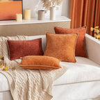 MIULEE Pack of 2 Couch Throw Pillow Covers 18x18 Inch Rust Farmhouse Decorative Pillow Covers with Stitched Edge Soft Chenille Solid Dyed Pillow Covers for Sofa Bed Living Room