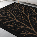 Washable Indoor Outdoor Rug 8x10 Modern Area Rugs Branch Pattern Non Shedding Waterproof Easy Clean Patio Deck Porch Living Room Bedroom Garden RV (8 X 10 Gold)