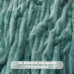 NEWCOSPLAY Super Soft Queen Blanket Mint Green Premium Silky Flannel Fleece 3D Ribbed Jacquard Lightweight Bed Blanket All Season Use (Mint Green Ribbed, Queen(90"x90"))