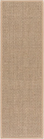 SAFAVIEH Natural Fiber Collection Runner Rug - 2'6" x 16', Natural & Beige, Seagrass, Basketweave Pattern with Border (NF114A)