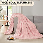 L'AGRATY Chunky Knit Chenille Blanket Throw - 50x60, Pink: Soft, Breathable, Machine Washable, Perfect for Bed, Couch, or Gift