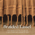 Boho Knitted Chenille Blanket with Tassels - Lightweight & Soft All-Season Throw - 3D Classic Pattern for Living Room Bedroom Couch, Amber Brown, Queen 90"x90"