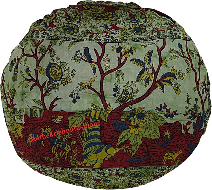 35 X 35 inch Large Mandala Floor Pillow Cushion Seating Throw Cover Hippie Decorative Bohemian Ottoman Poufs, Multi Pom Pom Pillow Cases,Boho Indian Pet Dog Bed Cover (Green T.L)