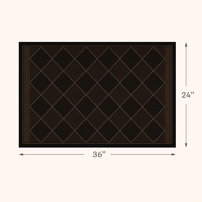 Dark Brown Easy Jute 2x3 Indoor Outdoor Rug for Entryway Porch, Checkered Boho Washable Kitchen Throw Rugs, Modern Farmhouse Diamond Front Door Mat Indoor Entrance, Bathroom, Non Slip Stain Resistant