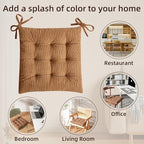 HLOVME Corduroy Chair Cushion with Ties Ultra Soft Warm Floor Cushion for Kids Reading Nook Comfortable Square Seat Cushion for Adult 15.7”x15.7”, Khaki