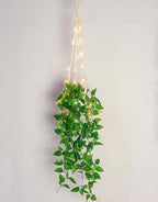 2 Packs Fake Hanging Plant with lights Artificial Plants with Pots for Home Decor Macrame Plant Hanger with Faux Vines Greenery for Bedroom Bathroom Room Ceiling Wall Boho Decor Indoor Outdoor