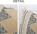 1Pc Boho Textured Lumbar Pillow Cover 12x 20, Diamond Woven Tufted Farmhouse Neutral Decorative Linen Pillow Cushion Case,Geometric Home Decor for Outdoor Couch Bedroom Car Black and White