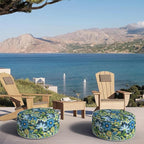 Inflatable Ottoman Stool D21 xH9 for Outdoor/Indoor Use, Water Repellent Patio Foot Rest with Portable Handle,Round Pouf Ottoman Suitable for Garden,Deck and Camping-Flower Child