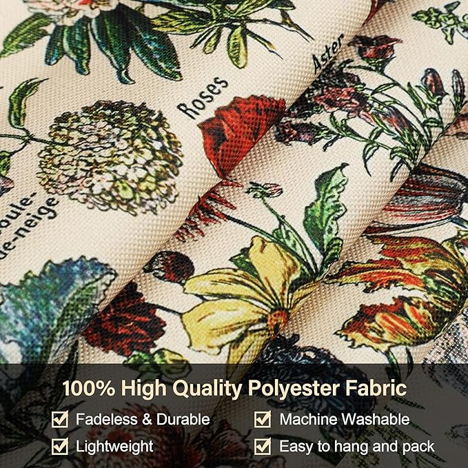 Tegeme Vintage Tapestry 52 x 13 Inch, Long Vertical Wall Hanging Reference Illustrative Botanical Tassel Tapestry for Bedroom Living Room Home Decoration(Flower)