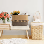 TeoKJ Set of 3 Baskets for Organizing, Decorative Rope Baskets for Storage, Storage for Pets, books, Pillows, Toys & Cloths, Black & Jute