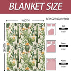 Cactus Desert Blanket 50×60 Inch,Realistic Watercolor Succulent Lightweight Flannel Throw with Floral Southwestern,Boho Botanical Home Decor,Gifts for Girls,Women