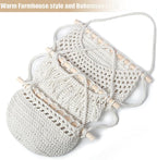 Halidali 3 Tier Hanging Fruit Baskets for Kitchen, Boho Cotton Rope Handwoven Vegetable Hammock Produce Storage Wall Mounted Large Organizing Basket for Farmhouse Decor, Onion, Potato (White)