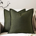 16x16 Linen Pillow Covers Olive Green Pack of 2 Farmhouse Boho Neutral Accents Striped Textured Square Decorative Throw Pillow Cases for Living Room Couch Bed Home Decor