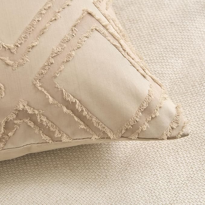Body Pillow Shams 1 Pack, Body Size Pillowcases, Soft Microfiber Geometric Boho Pillow Covers with Envelope Closure, Camel, 20x54 Inches (No Insert)