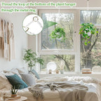 Hanging Planters for Indoor Plants, 2 Set Self Watering Hanging Flower Pots, Modern Hanging Plant Baskets with Metal Plant Holder & 6.5 Inch Plastic Pots for Garden Home Decor (Gold Frame White Pot)
