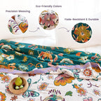 MSGKV Boho Throw Blanket 90"x90" Floral Blanket for Bed 100% Cotton Spring Breathable Lightweight Farmhouse Queen Blankets All Seasons Home Decor Muslin