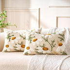Embroidered Lumbar Pillow Covers Boho Farmhouse Daisy Tufted Pillow Covers Floral Decorative Couch PillowCases 12x20 Cottagecore Square Cushion Cover Set of 2 for Living Room Couch Sofa Bed Home Decor