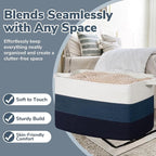 Goodpick 85L Large Blanket Basket 23.6" x 15.7" x 13.8" Cotton Rope Storage Baskets for Organizing, Rectangle Woven Baskets for Storage, Baby Toy Basket for Nursery Bedroom, Blue