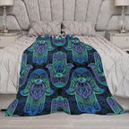 Boho Hamsa Throw Blanket Fatima Hand Bohemian Retro Mandala Blanket for Sofa Bed Couch Chair Or Dorm 70"x80"