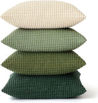 MIULEE Natural Green Pillow Covers 18x18 Inch Set of 4 Spring Modern Nordic Neutral Throw Pillows Forest Inspired Soft Corduroy Summer Couch Pillowcases Home Decor for Sofa Living Room Bed