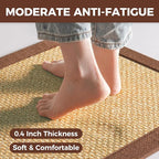 Kitchen Rugs Mat Non Slip Washable, 0.4" Thick Anti Fatigue Cushioned Kitchen Mats for Floor, Absorbent Jute-Look Kitchen Runner Rug Sink Mat Laundry Standing Mats, Easy Clean, Brown 17"x47"