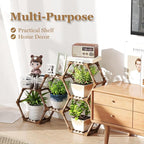 Tikea Plant Stand Indoor Outdoor Hexagonal Corner Plant Stand for Succulents Small Plants Wooden Plant Shelf 7 Tiered Creative DIY Flowers Stand Rack for Living Room Balcony Patio Window