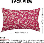 Hot Pink Pillow Covers 12x20 Set of 2 Vintage Floral Rustic Old Style Cute Flower Print Rectangle Decorative Outdoor Pillowcases Seasonal Farmhouse Throw Cushion Case Couch Sofa Bed Decor