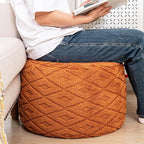 Fluffy Round Ottoman Pouf with All-in-One Foam Filling 20" x 14" Furry Ottoman Foot Rest Foot Stool for Living Room or Bedroom (Burnt Orange)