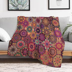 Mandala Indian Bohemian Throw Blanket Paisley Purple Floral Boho Abstract Tribal Blanket for Sofa Bed Couch Chair Or Dorm 50"x60"