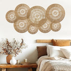 YIYA Set of 8 Boho Wall Decoration Jute Wall Decor Baskets Round Hand Woven Wicker Rattan Wall Art for Living Room Farmhouse Bedroom Nursery